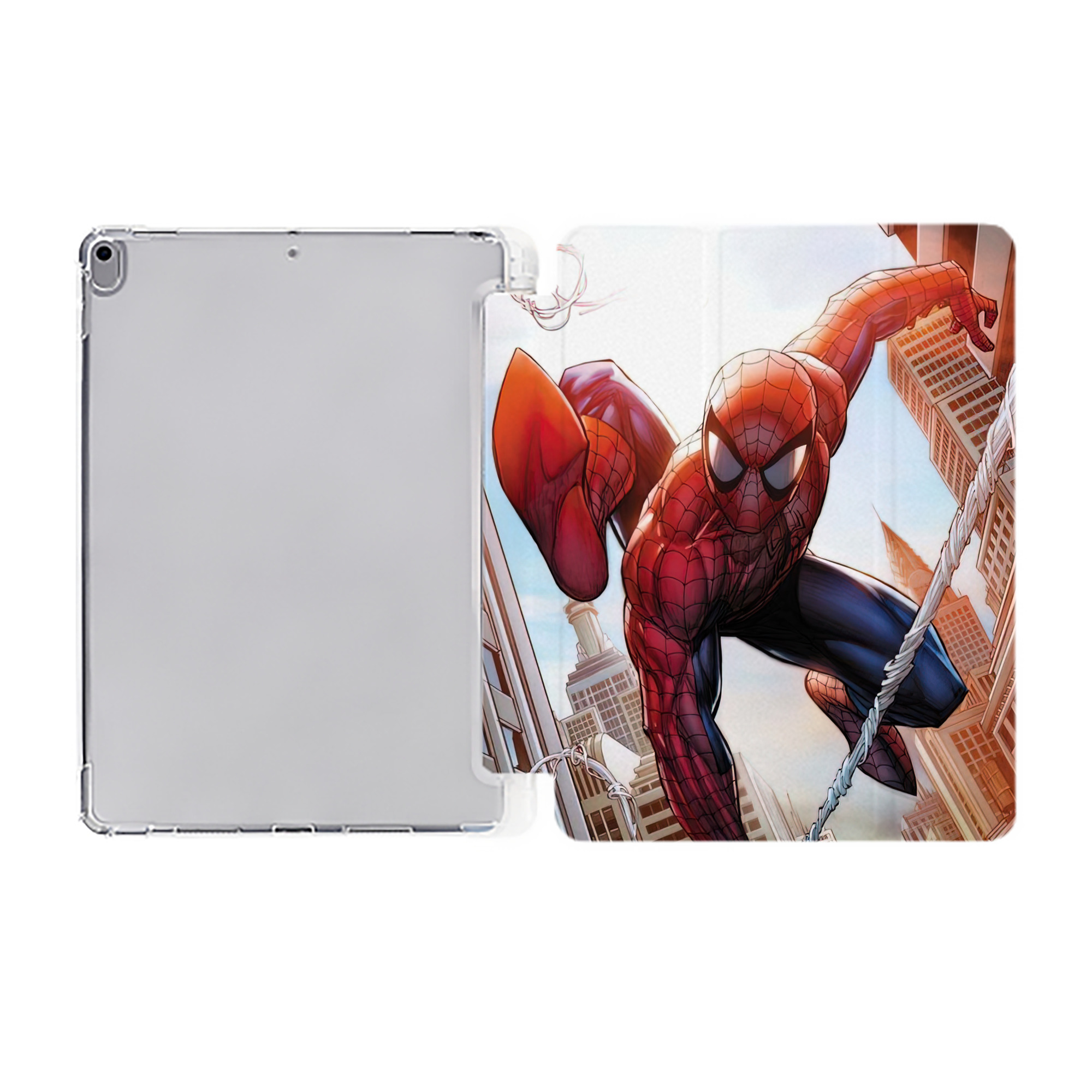 （画像用） Spider Man スパイダーマン IPad ケース ペン収納付き 三つ折りスタンド PUレザー×シリコン 対応機種9.5/10.5/10.9インチ